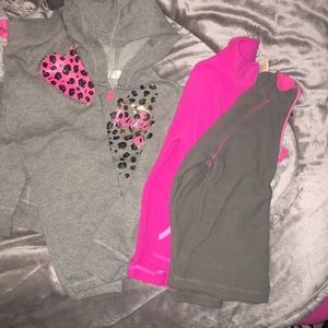 2 Fleece Half-Zips & Gray Sweatsuit Size 4/5 Girls
